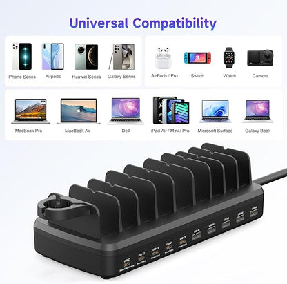 285W Charging Station for Multiple Devices, 10 Ports Fast Multi-Device Charger - Image 8