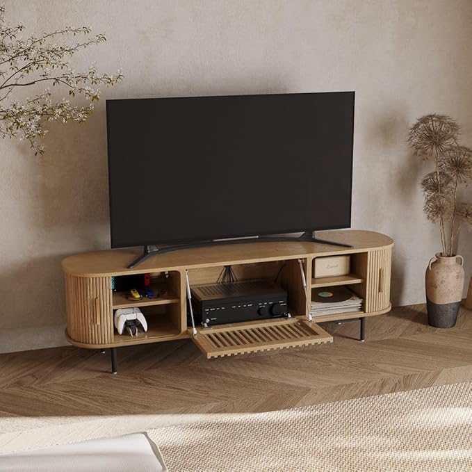 POVISON Fully-Assembled Mid Century Modern TV Stand - Image 2
