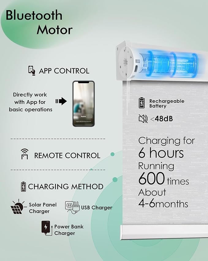 Yoolax Motorized Blinds with Remote, Automatic Roller Shades Cordless Electric - Image 3