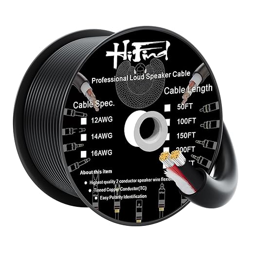 HiFind 12/2 Gauge Speaker Wire Cable 50 Ft-Tinned OFC Copper-UL CL3 Rated- by HiFindCable