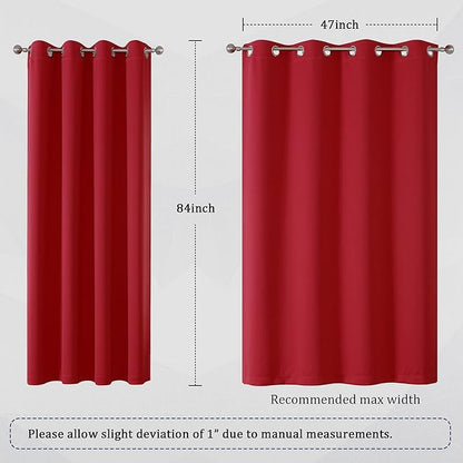 DUALIFE Red Curtains for Bedroom 84 Inches Long Room Darkening Blackout Drapes - Image 6