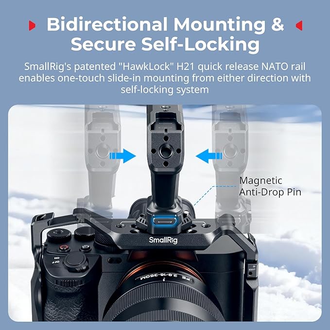 SMALLRIG Quick Release Top Handle, Dual-Direction & Compatible QR-Slide NATO - Image 2