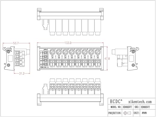DIN Rail Mount AC 24-250V 8 Channel Pluggable Top Wiring Terminal Block Power - Image 7