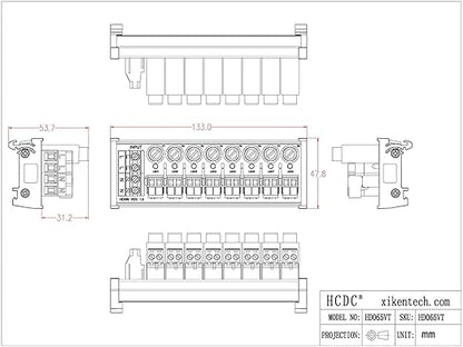 DIN Rail Mount AC 24-250V 8 Channel Pluggable Top Wiring Terminal Block Power - Image 7