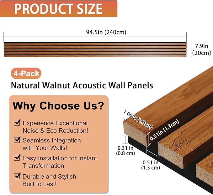 QDYMXUN Wood Slat Acoustic Wall Panels, Living Room - Image 2