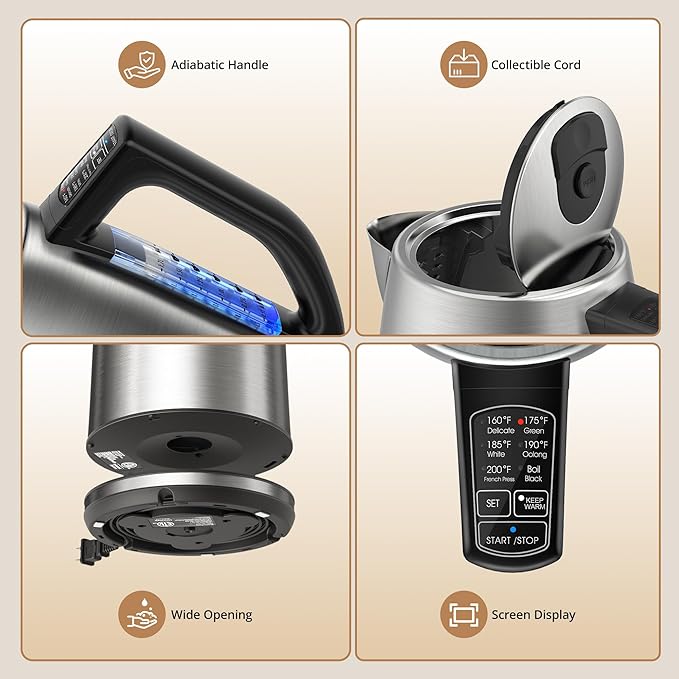 Electric Kettle Temperature Control, 1.7L Electric Kettle - Image 6