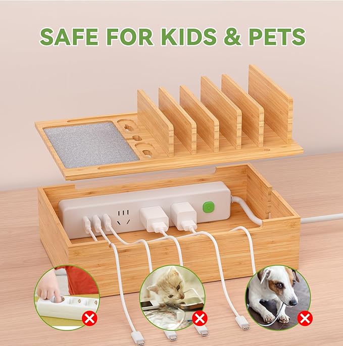 Pezin & Hulin Bamboo Charging Station, Electronic Devices Organizer - Image 3