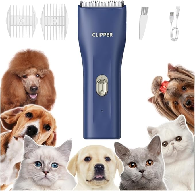 Dog Clippers, Quiet Washable USB Rechargeable Cordless Dog Grooming Kit by Tileon