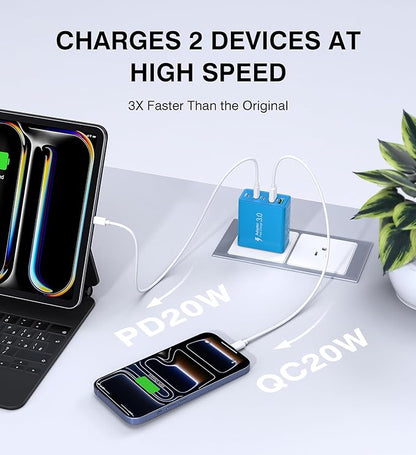 Wall Charger, USB C Charger Block, 5-Port PD + QC 3.0 Fast Charging Power Plug - Image 2