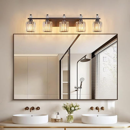 FDPBY Bathroom Vanity Lights 5-Light Sand Black Modern Crystal Vanity Light - Image 6