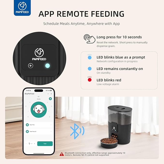 PAPIFEED Automatic Cat Feeder 3.5L/15 Cup 2.4G Bluetooth Pet Feeder - Image 4