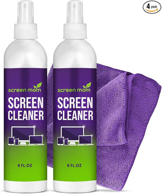 Screen Cleaner Spray and Microfiber Cloth 2-Pack by Screen Mom-Screen Cleaner by ScreenMom