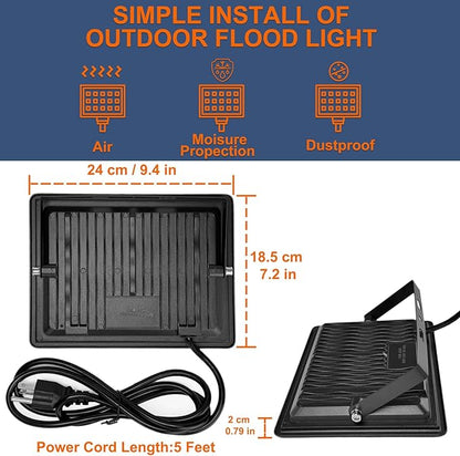 XXBSAZ 150W LED Flood Light Outdoor, High Output Plug-in & Hardwired Security - Image 9