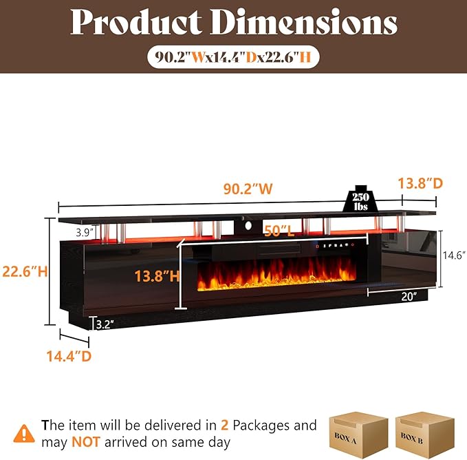 AMERLIFE 90" High Gloss 2 Tier TV Stand - Image 6