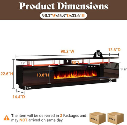 AMERLIFE 90" High Gloss 2 Tier TV Stand - Image 6