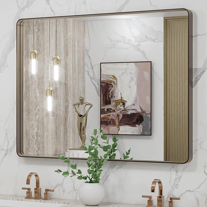 LOAAO 40”X30” Bronze Bathroom Mirrors - Image 8