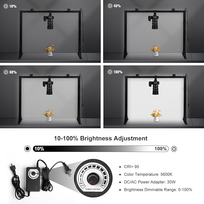 Overhead Camera Mount with Light LED 5600K Continuous -Top-Down Shooting Desk - Image 3