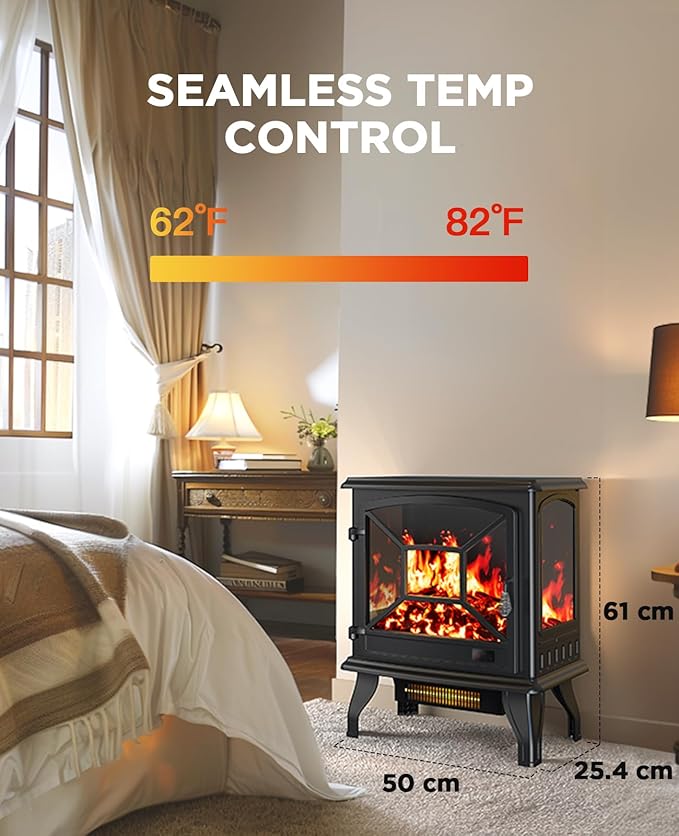 Silonn Electric Fireplace Heater, Quick Heating Portable Fireplace - Image 6