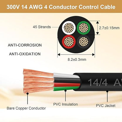 MOOKEERF 14/4 AWG Mini-Split Cable - 50FT 14 AWG 4 Conductor Control Cable 300V - Image 2