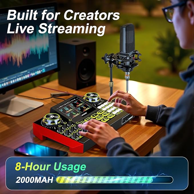 Podcast Microphone Bundle with Live Sound Card Audio Mixer, Podcast Equipment - Image 9