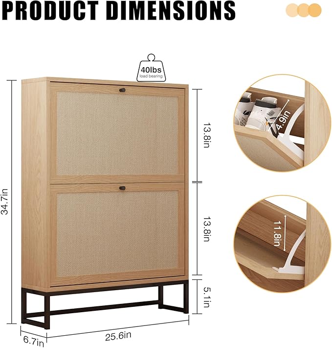 AVZEAR Narrow Shoe Storage Cabinet - Image 2