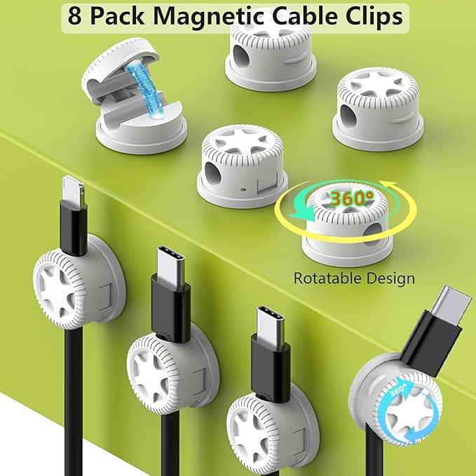 ELII 328Pcs Cable Management Kit, 8 Magnetic Cable Clips, 69Adhesive Cable - Image 2
