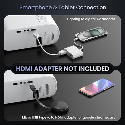 HOMPOW Projector, Native 1080P Full HD Bluetooth Projector - Image 3