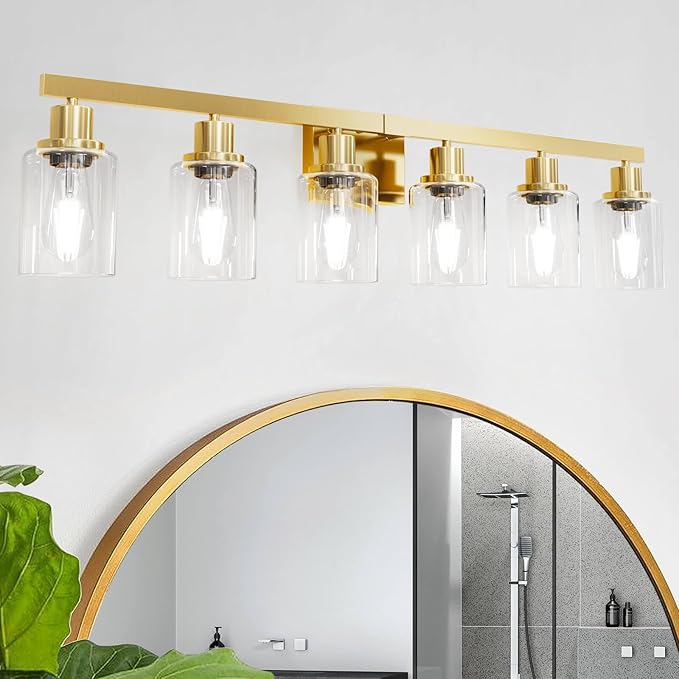 DIKAIDA 6 Light Gold Bathroom Vanity Light, Bathroom Light Fixtures by DIKAIDALights