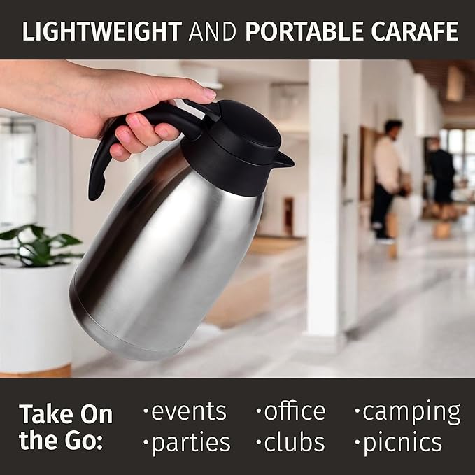 Thermal Coffee Carafe 2L / 68 oz – Updated 2025 Model – Insulated Stainless - Image 9