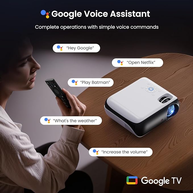 Official Licensed Google TV Smart Projector, HAPPRUN 4K UHD Home Theater - Image 3
