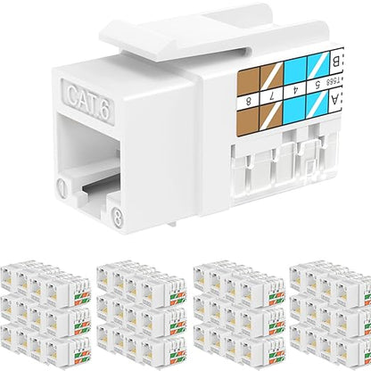 Rapink RJ45 Keystone Jack Cat6 10G Support, Keystone Jacks UTP 50 Pack by Rapink
