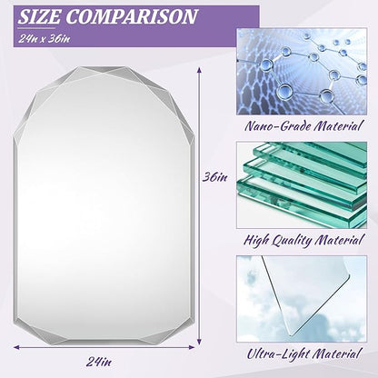 Bathroom Mirror for Wall, Bathroom Vanity Mirror, Beveled Edge Frameless Wall - Image 5
