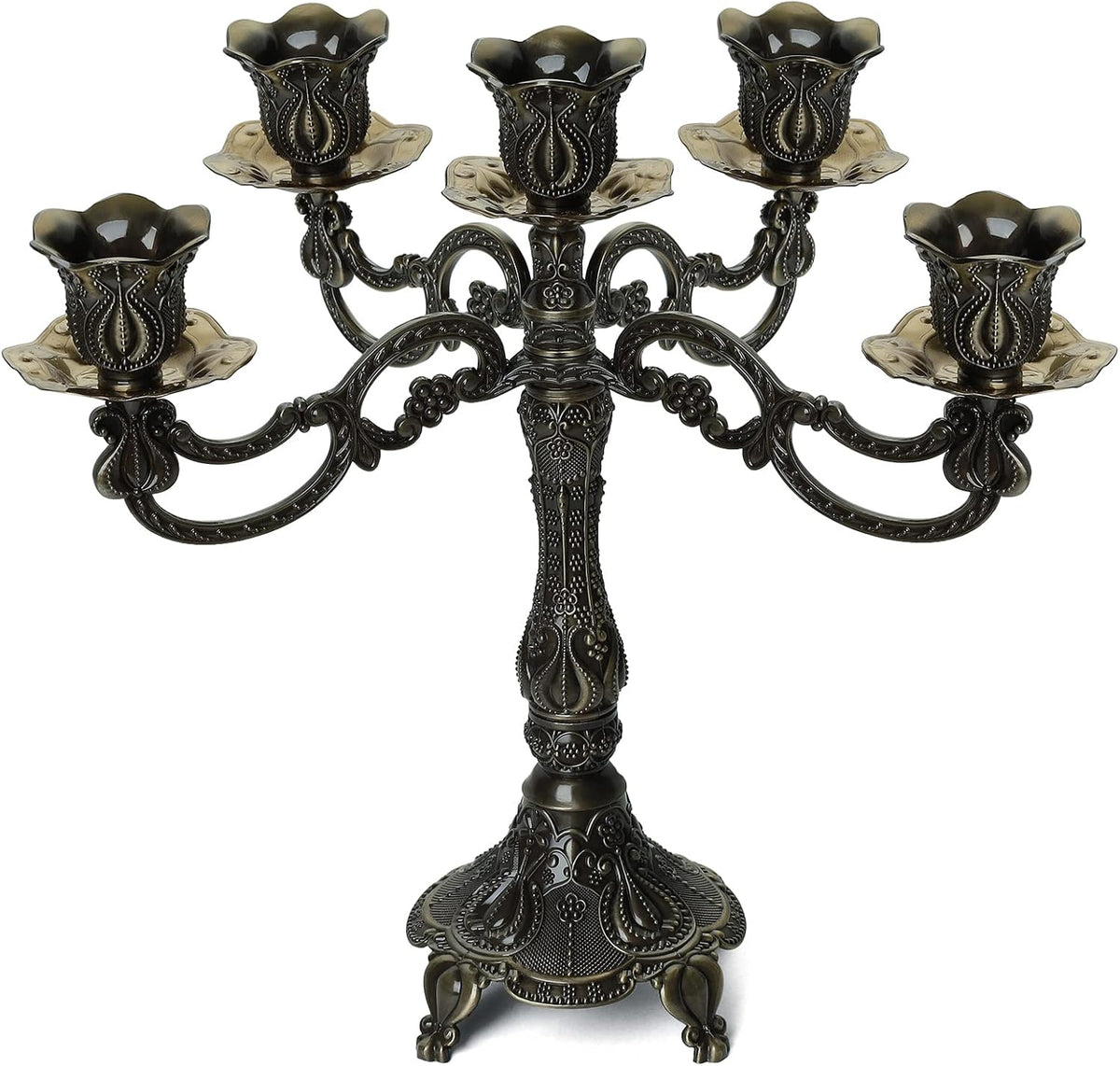 5-Candle Metal Candelabra 10.3 Inch Tall Candlestick Candle Holders for Home ...