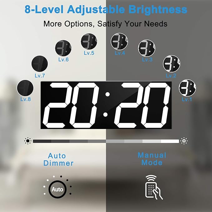 CHKOSDA LED Large Digital Wall Clock, Oversize Wall Clock - Image 3