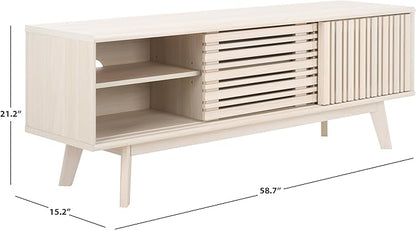 SAFAVIEH ESMA TV Stand for up to 65" Flatscreen – Bleached White, Sliding Doors - Image 5