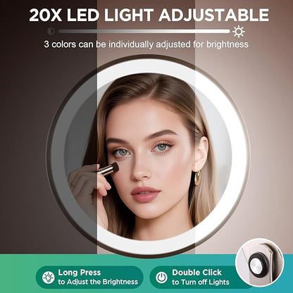 20x Magnifying Mirror with Light, 5000mAh Lighted Makeup Mirror with 3 Color - Image 5
