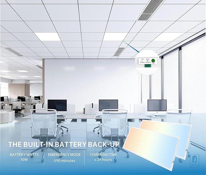 2X4 LED Flat Panel Light with Emergency Battery Backup, 50W 3000K/4000K/5000K - Image 2