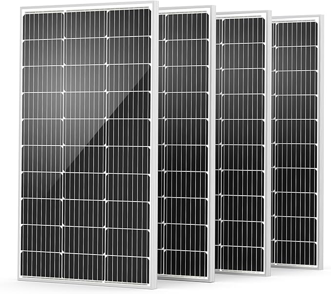 HQST Solar Panel 4pcs 100 Watt 12V Monocrystalline Solar Panel by HQST