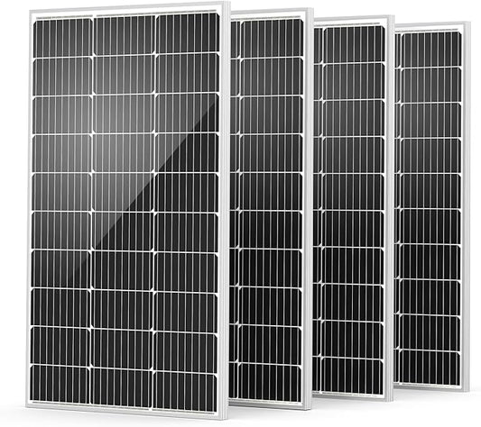 HQST Solar Panel 4pcs 100 Watt 12V Monocrystalline Solar Panel by HQST