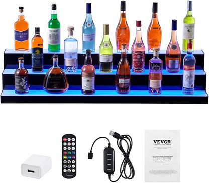 VEVOR LED Lighted Liquor Bottle Display, 3 Tiers 48 Inch Commercial Illuminated - Image 9