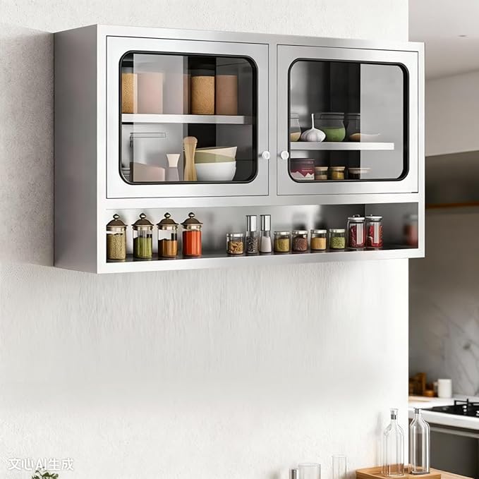 ZZV Kitchen Wall Cabinet, Stainless Steel Wall Mounted Cabinet - Image 5
