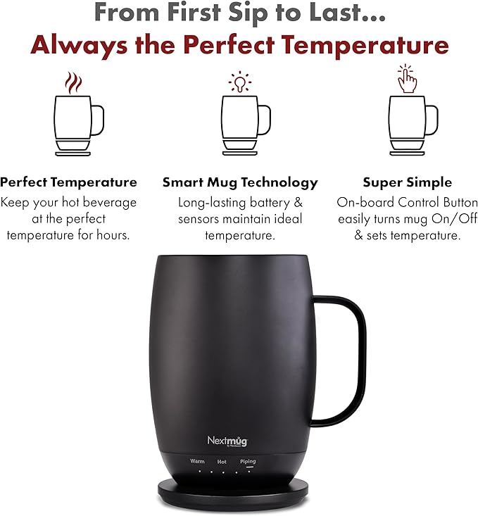 Nextmug Plus Temperature-Controlled, Self-Heating Mug – No App, Long-Lasting - Image 3