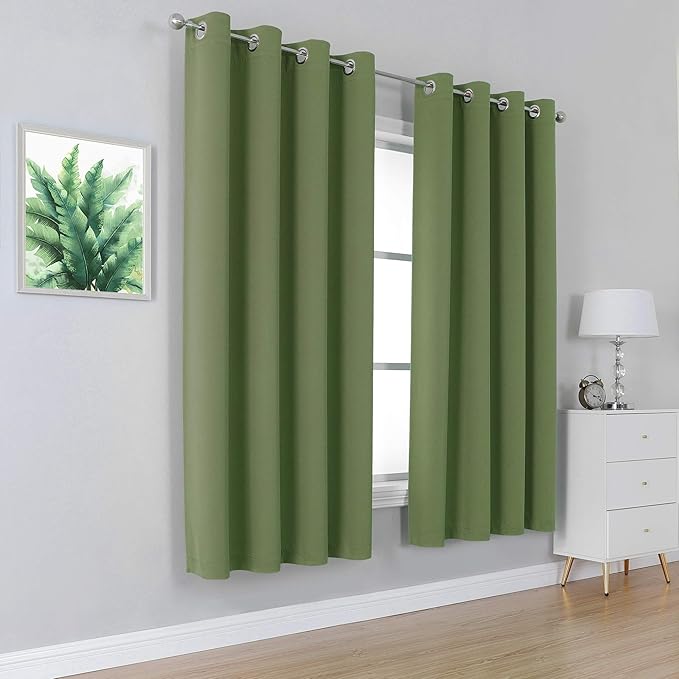 DUALIFE Sage Green Solid Curtains - Image 2