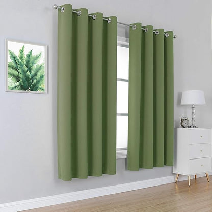 DUALIFE Sage Green Solid Curtains - Image 2