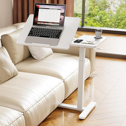 Overbed Table with Wheels, Pneumatic Height Adjustable Overbed Bedside Table by Hovadova