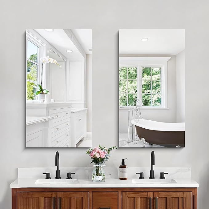 CILIBER Frameless Mirror, 20x36 Inch Bathroom Mirrors - Image 8