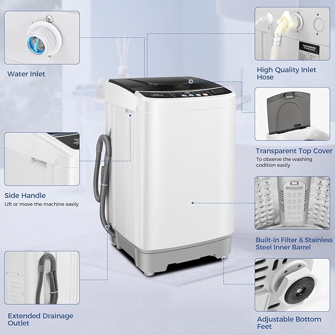 20Lbs Portable Washing Machine Nictemaw Portable Washer, 2.8 Cu.ft Washer and - Image 8