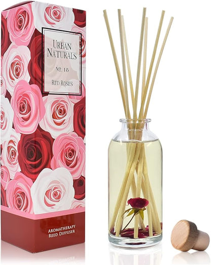 Urban Naturals Red Roses Reed Diffuser Oil Gift Set| Floral Scented Sticks Room by UrbanNaturals