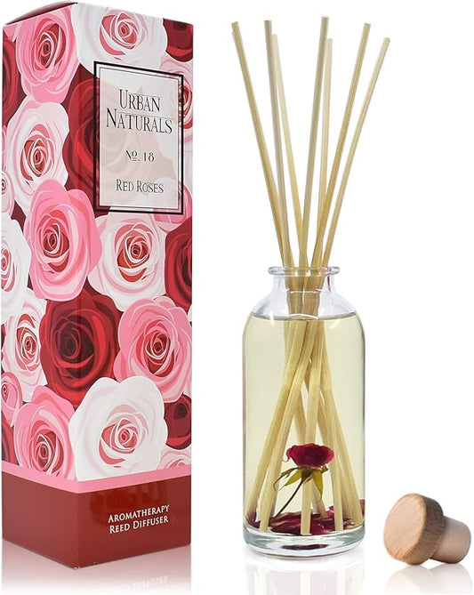 Urban Naturals Red Roses Reed Diffuser Oil Gift Set| Floral Scented Sticks Room by UrbanNaturals
