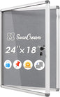 SWANCROWN Enclosed Bulletin Board 24x18 in, Tamperproof Lockable Grey Felt by SWANCROWN